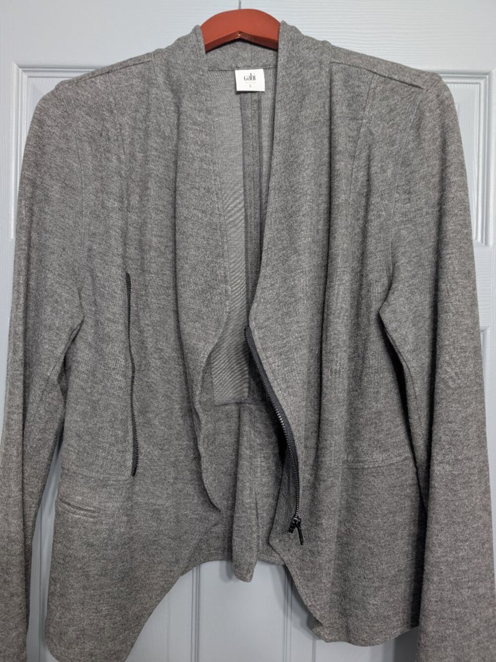 Cabi Rebel Crossed Zip Jacket -Size L Grey in Colour